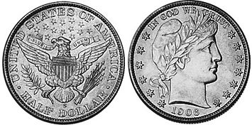 Moneda Estadounidenses 1/2 dólar 1906