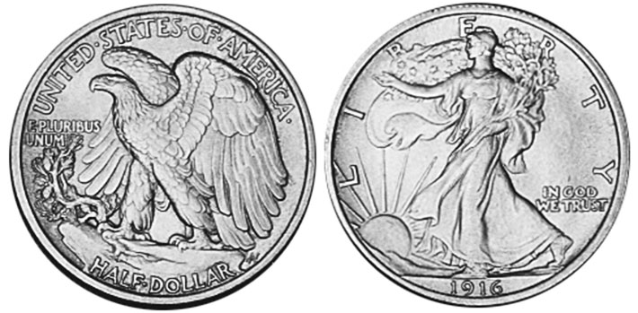US moneda 1/2 dólar 1916