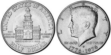 Moneda Estadounidenses 1/2 dólar 1964 Bicentenario
