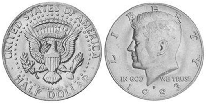 US moneda 1/2 dólar 1983