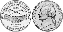 Moneda Estadounidenses 5 centavos 2004 Compra de Luisiana