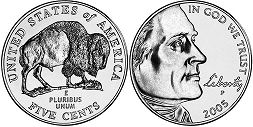 Moneda Estadounidenses 5 centavos 2005 Bisonte americano