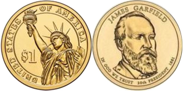 US coin 1 dollar 2011 Garfield