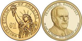 Moneda Estadounidenses 1 dólar 2009 Franklin D. Roosevelt
