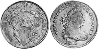 Moneda Estadounidenses 25 centavos 1805