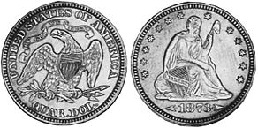 Moneda Estadounidenses 25 centavos 1873