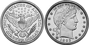 Moneda Estadounidenses 25 centavos 1893