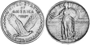 Moneda Estadounidenses 25 centavos 1916