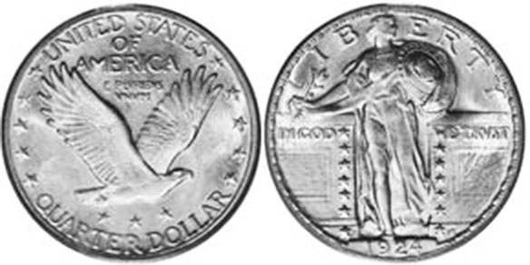 US moneda 1/4 dólar 1924