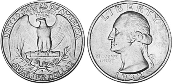 US moneda 1/4 dólar 1932