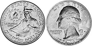 Moneda Estadounidenses 25 centavos 1976 Bicentenario