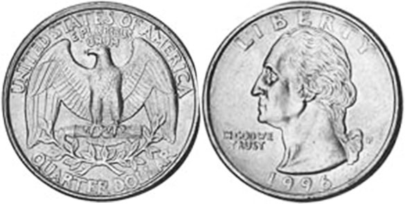 US moneda 1/4 dólar 1996
