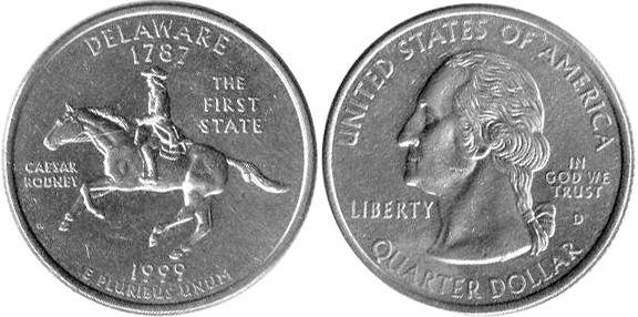Moneda de EE. UU. Cuarto estatal  1999 Delaware