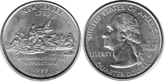 Moneda de EE. UU. Cuarto estatal  1999 New Jersey