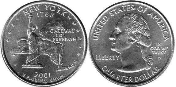 Moneda de EE. UU. Cuarto estatal  2001 New York