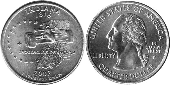 Moneda de EE. UU. Cuarto estatal  2002 Indiana