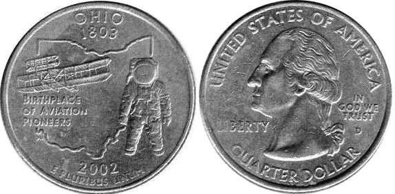 Moneda de EE. UU. Cuarto estatal  2002 Ohio