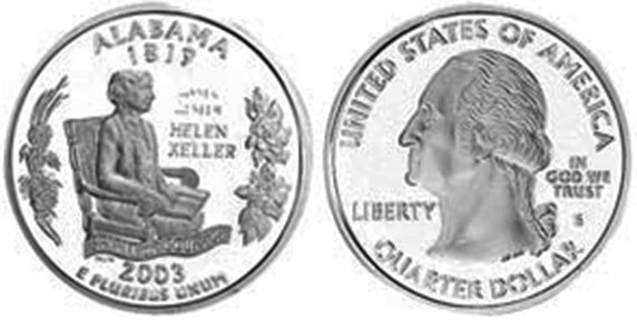 Moneda de EE. UU. Cuarto estatal  2003 Alabama