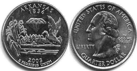Moneda de EE. UU. Cuarto estatal  2003 Arkansas