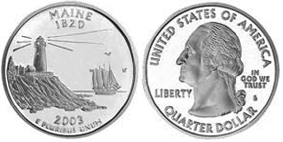 Moneda de EE. UU. Cuarto estatal  2003 Maine