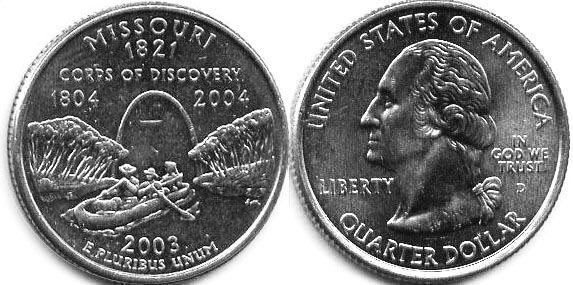 Moneda de EE. UU. Cuarto estatal  2003 Missouri