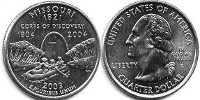 Moneda Estadounidenses State 25 centavos 2003 Missouri