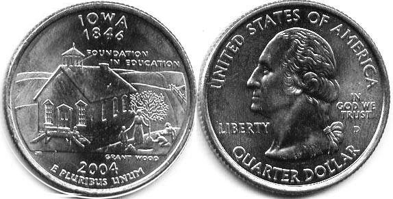 Moneda de EE. UU. Cuarto estatal  2004 Iowa