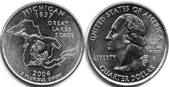 Moneda de EE. UU. Cuarto estatal  2004 Michigan