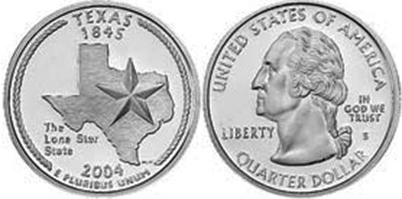 Moneda de EE. UU. Cuarto estatal  2004 Texas
