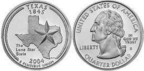 Moneda Estadounidenses State 25 centavos 2004 Texas