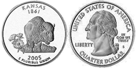 Moneda de EE. UU. Cuarto estatal  2005 Kansas