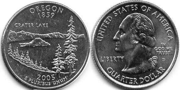 Moneda de EE. UU. Cuarto estatal  2005 Oregon