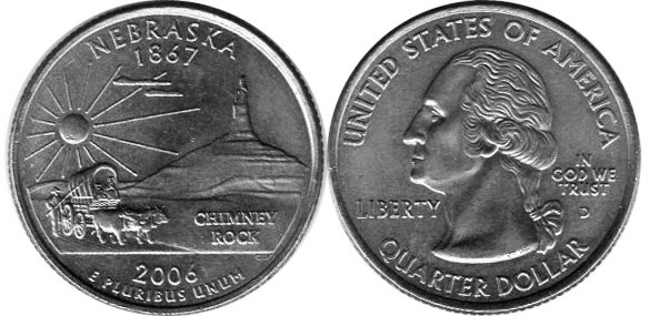 Moneda de EE. UU. Cuarto estatal  2006 Nebraska