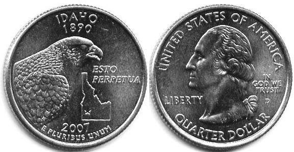 Moneda de EE. UU. Cuarto estatal  2007 Idaho