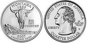 Moneda Estadounidenses State 25 centavos 2007 Montana
