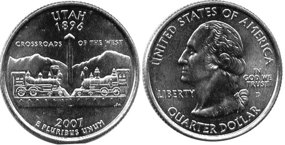 Moneda de EE. UU. Cuarto estatal  2007 Utah