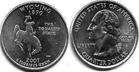 Moneda Estadounidenses State 25 centavos 2007 Wyoming