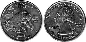 Moneda Estadounidenses State 25 centavos 2008 Alaska
