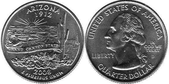 Moneda de EE. UU. Cuarto estatal  2008 Arizona