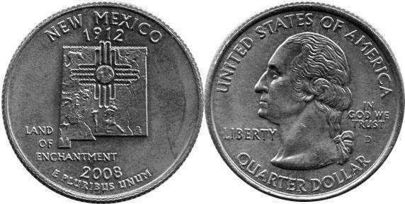 Moneda de EE. UU. Cuarto estatal  2008 New Mexico