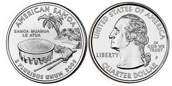 Moneda de EE. UU. Cuarto estatal  2009 Samoa Americana