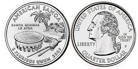 Moneda Estadounidenses State 25 centavos 2009 Samoa Americana