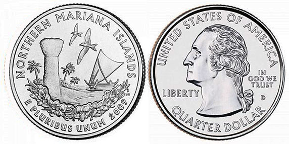 Moneda de EE. UU. Cuarto estatal  2009 Northern Mariana Islands