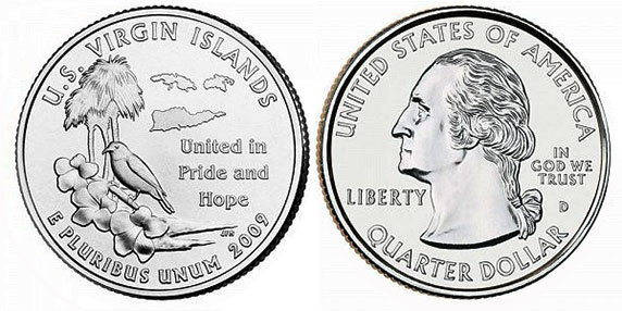 Moneda de EE. UU. Cuarto estatal  2009 Islas Vírgenes de EE.UU