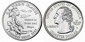 Moneda Estadounidenses State 25 centavos 2009 U.S. Virgin Islands