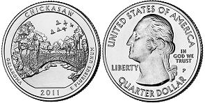 Moneda Estadounidenses Beautiful América 25 centavos 2011 Chickasaw