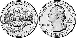 Moneda Estadounidenses Beautiful América 25 centavos 2011 Olympic
