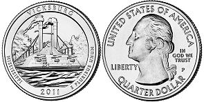 Moneda Estadounidenses Beautiful América 25 centavos 2011 Vicksburg