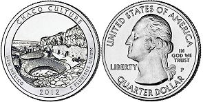 Moneda Estadounidenses Beautiful América 25 centavos 2012 Chaco Culture