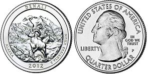 Moneda Estadounidenses Beautiful América 25 centavos 2012 Denali 